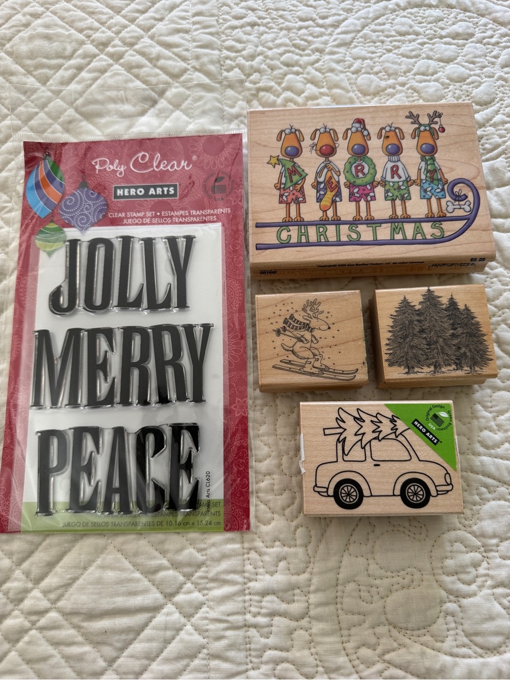 Seven Clear / Rubber Christmas Holiday Stamps